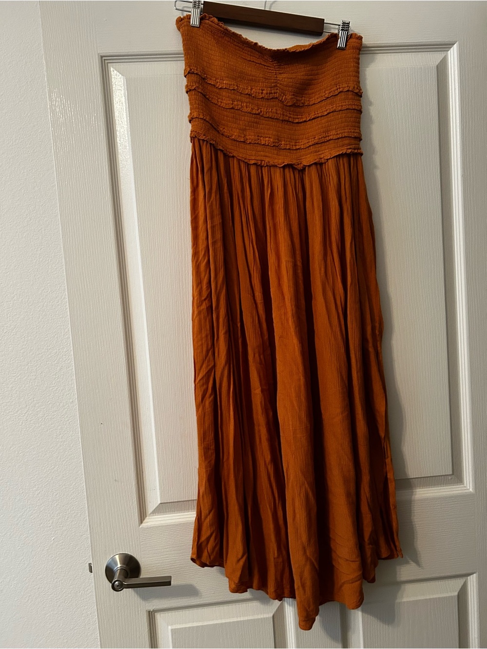 O'Neill Rust-Colored Smocked Maxi Skirt